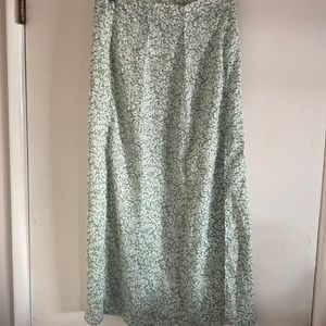 Brandy green midi floral skirt